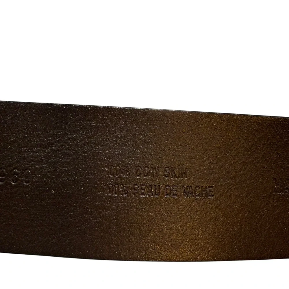 Hugo Boss Brown‎ Leather Belt Silver Buckle 95-36 Made In Romania